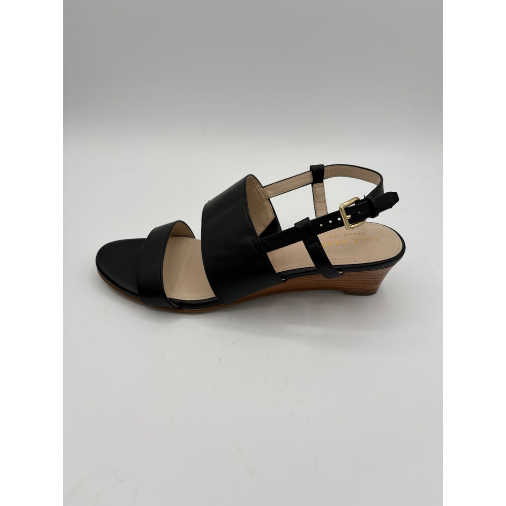 Cole Haan Grand 360 Black Leather Slingback Wedge Sandals W14403 Womens 7.5 B - Picture 4 of 7